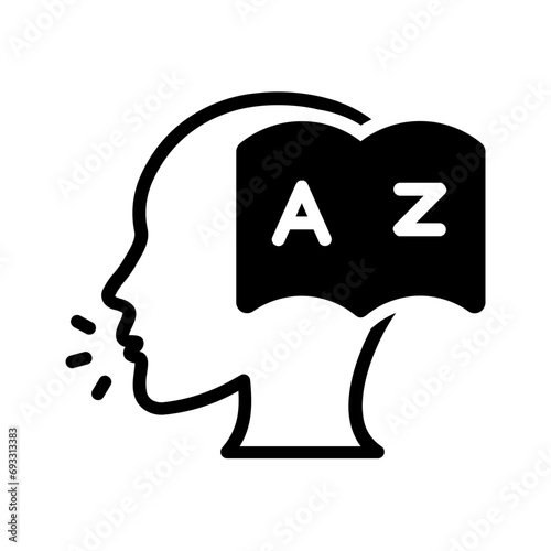 Solid black icon for English