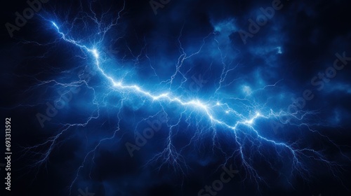 Blue striking electric lightning background