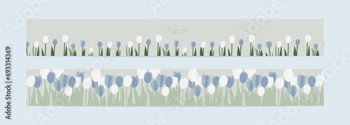 チューリップのナチュラル背景。チューリップのポストカードテンプレート。春の草花。シンプルな花の背景。Tulip natural background. Tulip postcard template. Spring flowers and plants. Simple flower background.
