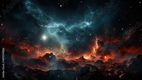 Celestial Planescape: A Primordial Hellscape Takes Form in Cosmic Manifestation - generative ai photo