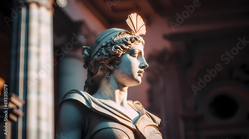 Greek woman statue. Wallpaper aesthetic. Illustration vector