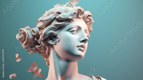 Greek woman statue. Wallpaper aesthetic. Illustration vector