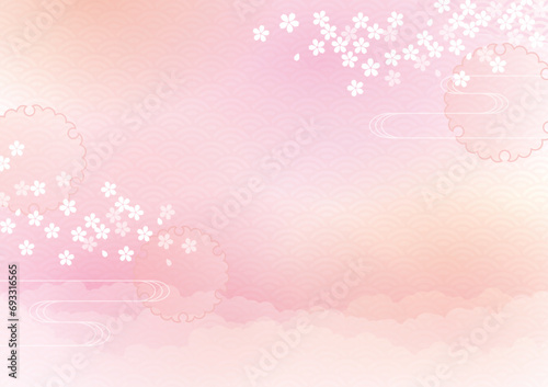 Japanese traditional background with cherry blossoms
