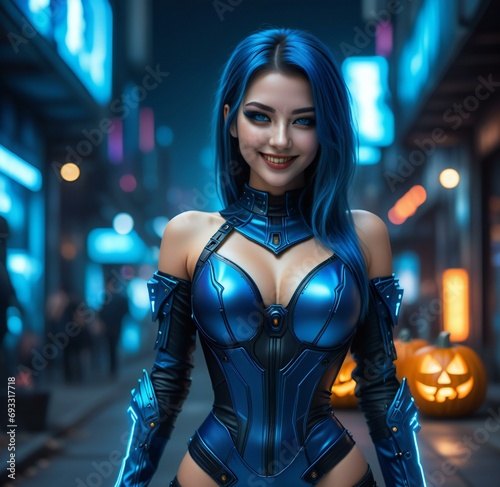 Illustration of a beautiful girl in a costume of a superhero © Nguyen