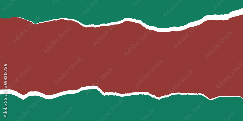 Torn paper effect green and chocolate color background banner or poster design vector illustration