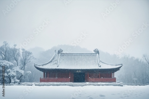 Wallpaper Mural Snow Scenery of Traditional Chinese Ancient Architecture Torontodigital.ca