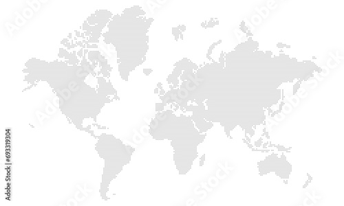 Grey square dotted world map. Vector Illustration.