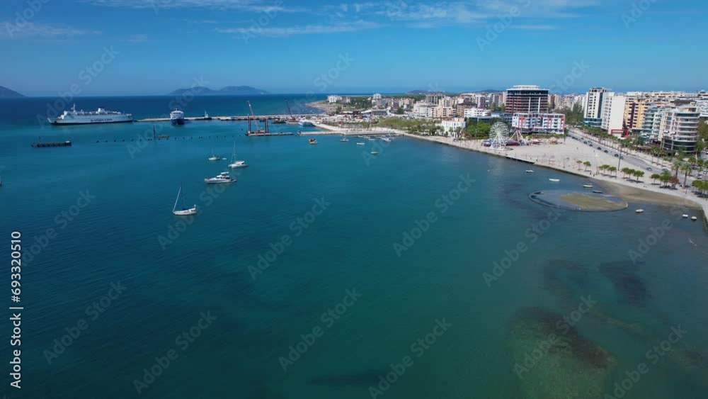 Panoramic Vlora: City Port, Blue Bay, and Scenic Promenade – A Top Tourist Destination for the Ultimate Summer Vacation Experience Panoramic Vlora: City Port, Blue Bay, and Scenic Promenade – A Top Tourist Destination for the Ultimate Summer Vacation Experience