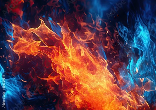 A video art-inspired fire background, showcasing flames in a moving image format. The image is
