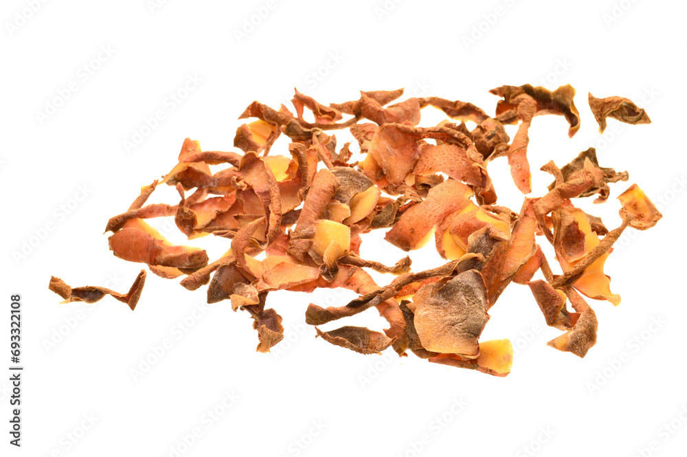 potato peelings isolated on white background potato peelings isolated on white background