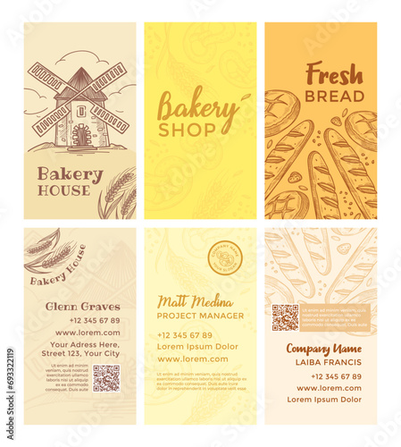 Vertical business card for bakery shop advertising