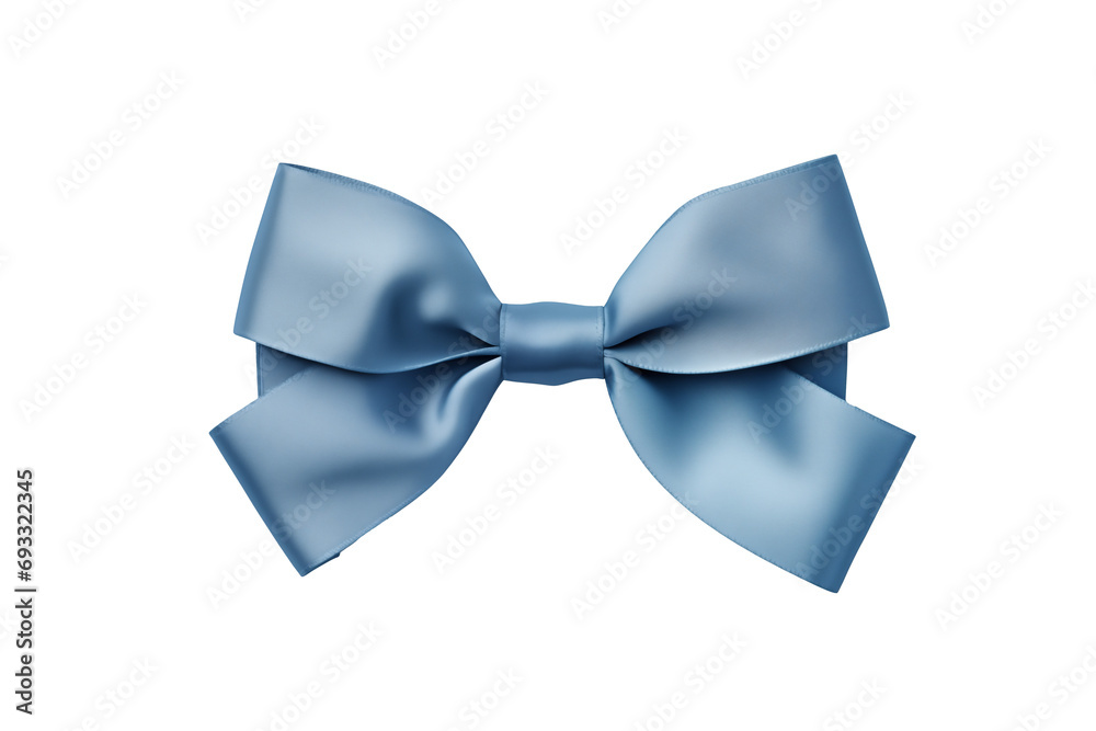 Naklejka premium Small Blue Ribbon with Bow on transparent background PNG.