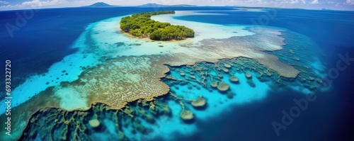 Great barrier reef australia coastilne. Blue ocean coral queensland. Generative ai photo