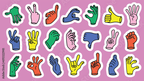 Collection of gesture signs from human hands. A set of fingers showing emotions and directions. gesture finger in flat design. communication expressions with hand sign in trendy style. vector icon