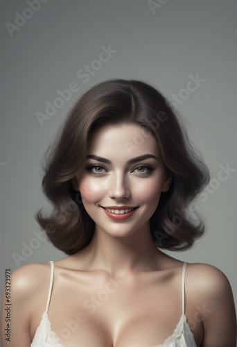 Portrait of beautiful young woman with professional make up and hairstyle