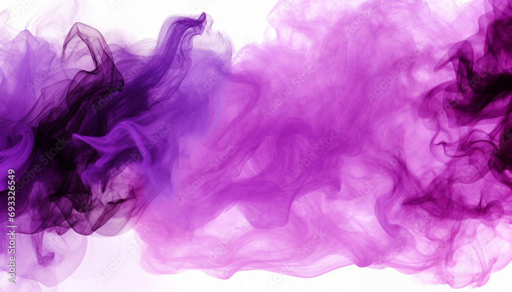Intense purple smoke swirls on a light backdrop, ideal for abstract and vibrant designs.