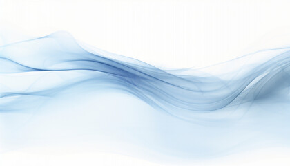 Fluid blue waves of vapor on a clean white background, embodying a serene and airy aesthetic