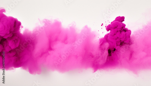 Vibrant pink smoke cloud spreading on white background, abstract and dynamic