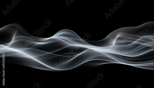 Elegant smoke waves undulating against a dark background, creating a smooth monochromatic flow.