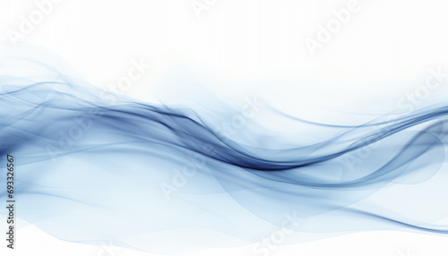 Fluid blue waves of vapor on a clean white background, embodying a serene and airy aesthetic