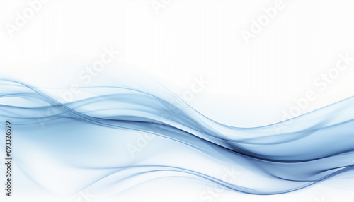 Fluid blue waves of vapor on a clean white background, embodying a serene and airy aesthetic photo