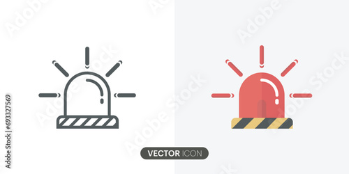 Red emergency Siren of ambulance or police,.Alarm signal sign icon in flat style.Different variations of the symbol icon in security police attention light signal style.vector illustration.  photo