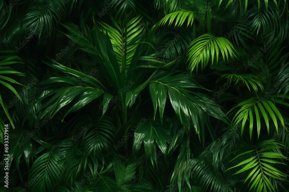 Green leaves background,  Tropical palm leaves texture,  Tropical leaves background