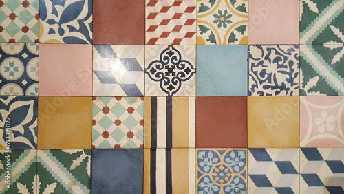 background azulejos wall mosaic tile in cement tiles typical south floor