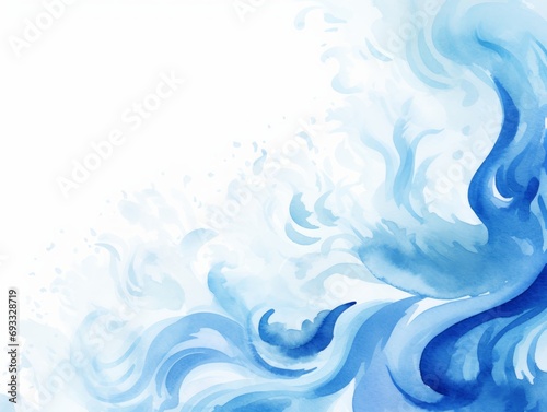 Abstract watercolor background. Blue and white colors. illustration. Generative AI