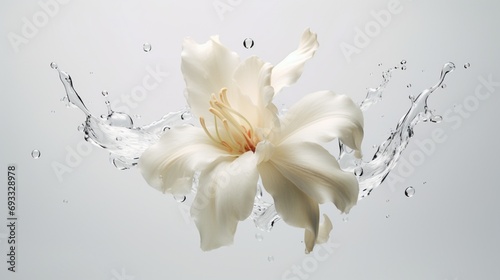 an image capturing the freshness of a recently bloomed flower, its petals opening up against the pristine white backdrop, symbolizing growth, renewal, and the beauty of beginnings.
