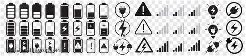 Electricity icons set collection green energy vector illustration photo