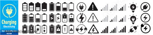 Electricity icons set collection green energy vector illustration