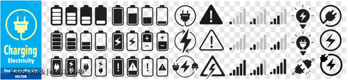 Electricity icons set collection green energy vector illustration