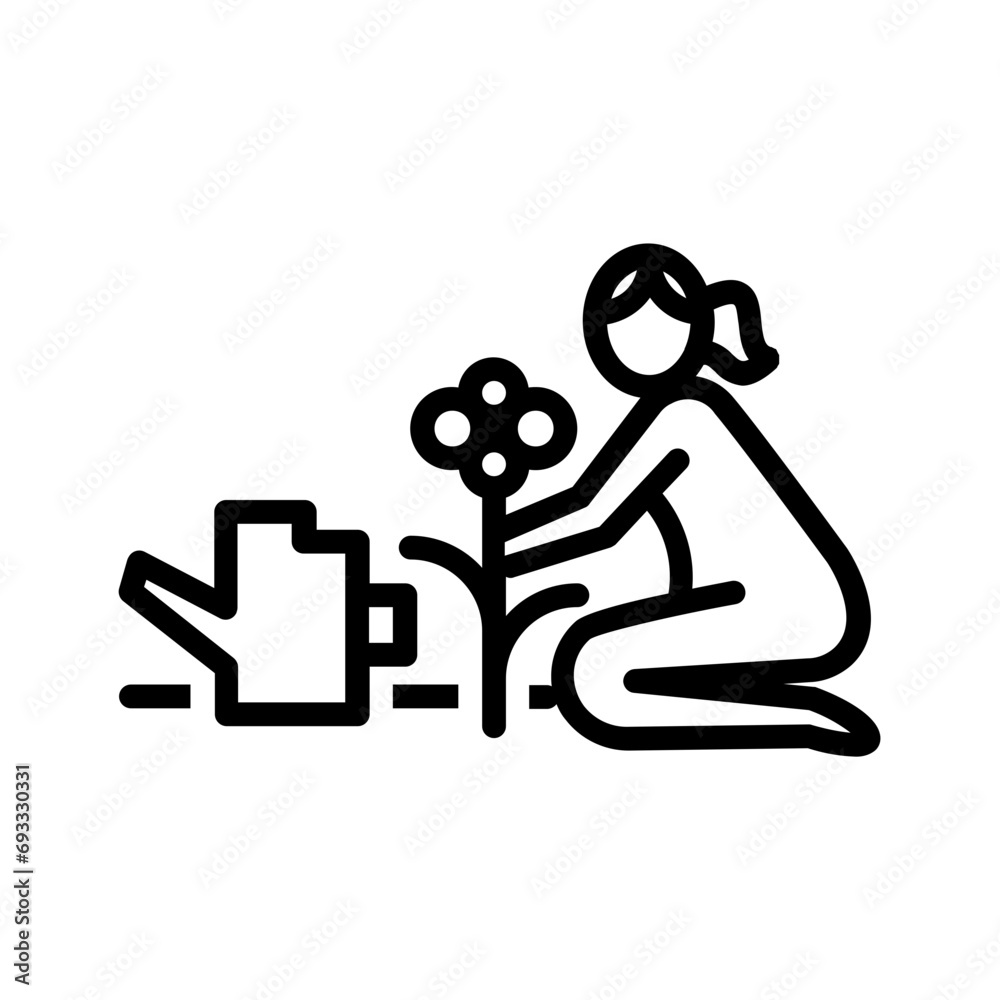 Black line icon for Gardening