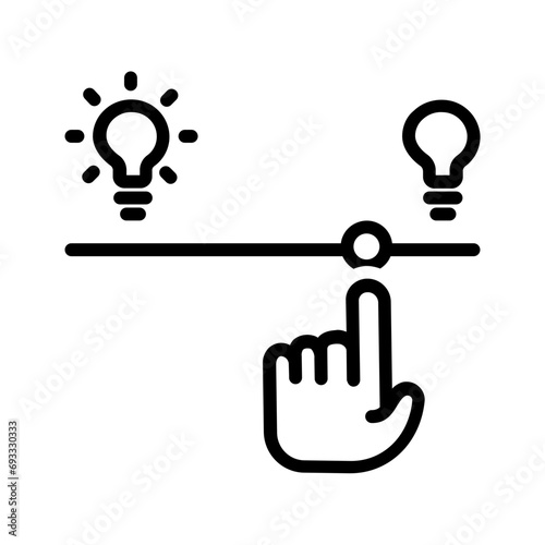 Black line icon for Dimming light