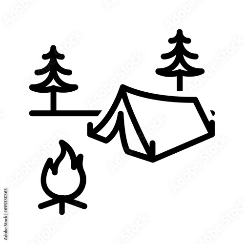 Black line icon for Camping