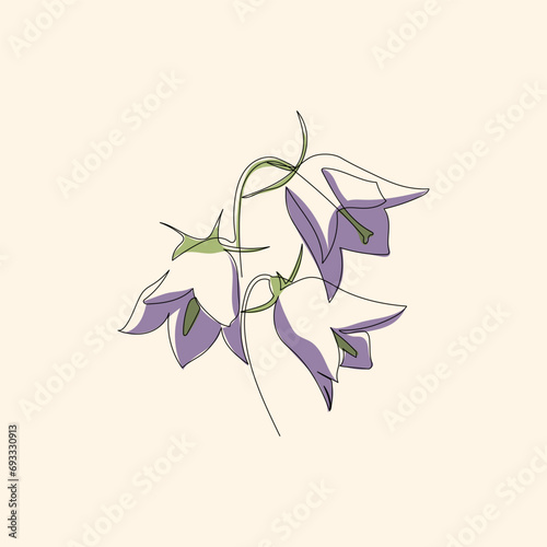 Harebell's Whispers Nature's Delicate Flower in a Line