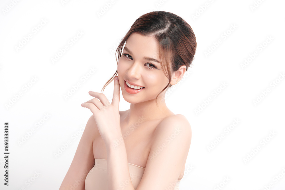 Beautiful young asian woman with clean fresh skin on white background, Face care, Facial treatment, Cosmetology, beauty and spa, Asian women portrait. Beautiful young asian woman with clean fresh skin on white background, Face care, Facial treatment, Cosmetology, beauty and spa, Asian women portrait.