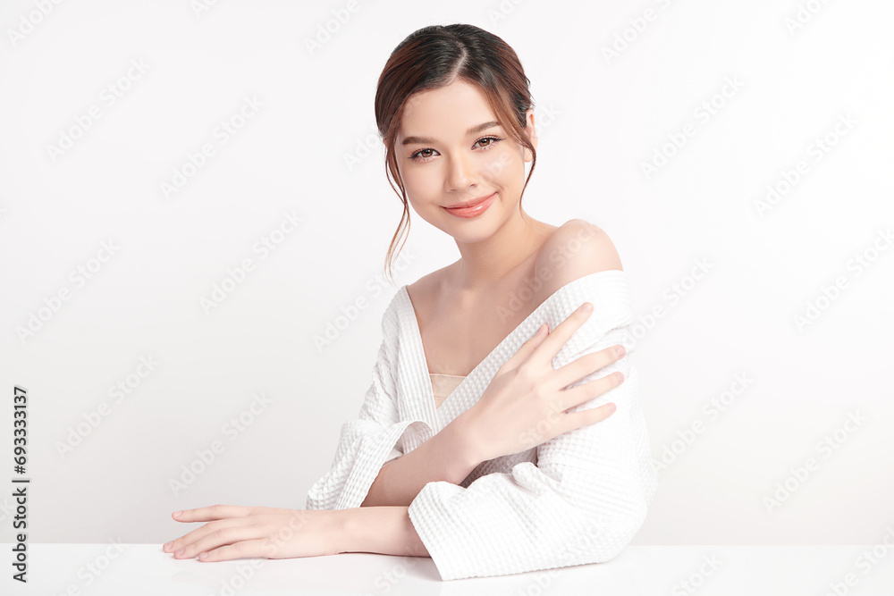 Beautiful young asian woman with clean fresh skin on white background, Face care, Facial treatment, Cosmetology, beauty and spa, Asian women portrait. Beautiful young asian woman with clean fresh skin on white background, Face care, Facial treatment, Cosmetology, beauty and spa, Asian women portrait.
