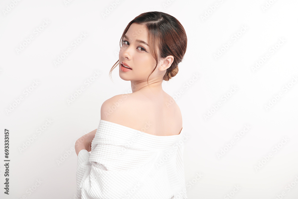 Beautiful young asian woman with clean fresh skin on white background, Face care, Facial treatment, Cosmetology, beauty and spa, Asian women portrait. Beautiful young asian woman with clean fresh skin on white background, Face care, Facial treatment, Cosmetology, beauty and spa, Asian women portrait.