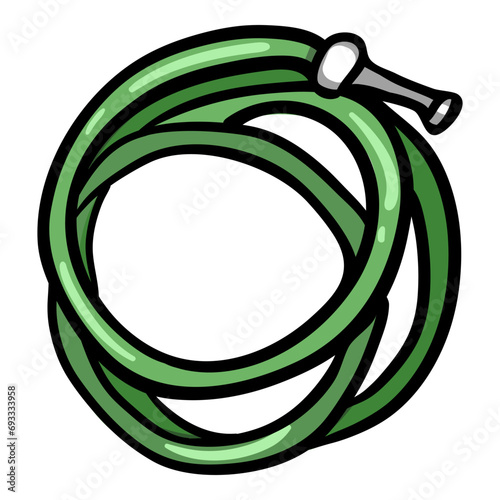 Garden Hose Doodle Icon. Single Cartoon Color Illustration