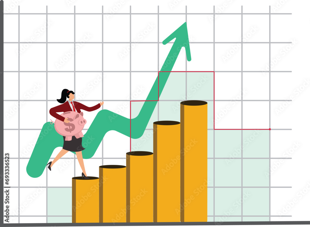 A stock market graph savings Businesswoman A stock market graph savings Businesswoman