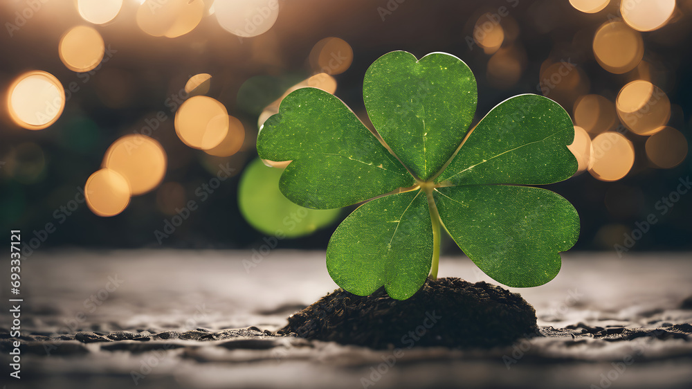 Green ireland clover leaf st Patrick day celebration - obrazy, fototapety, plakaty 