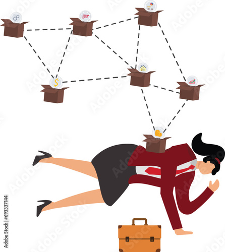 Economic Crisis Businesswoman, Businesswoman under the box