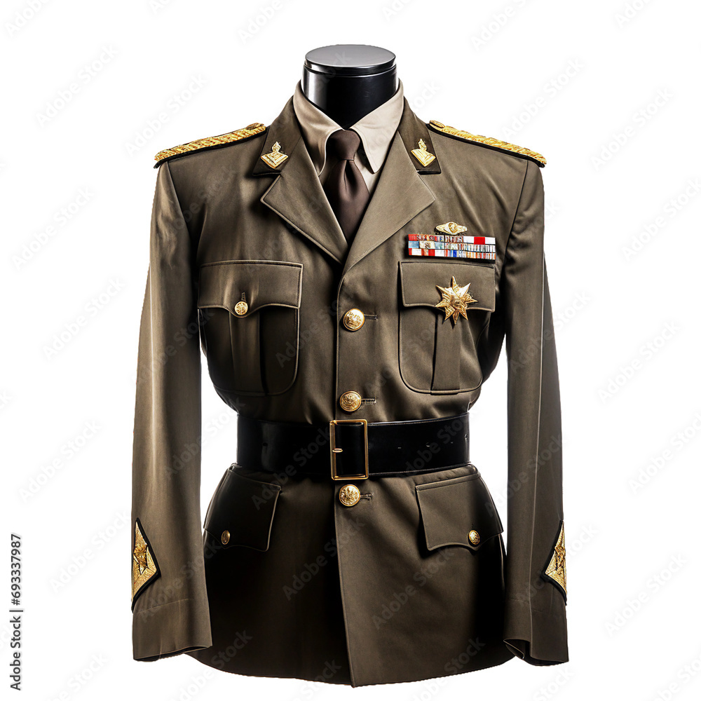 Military Uniform, transparent background, isolated image, generative AI Military Uniform, transparent background, isolated image, generative AI