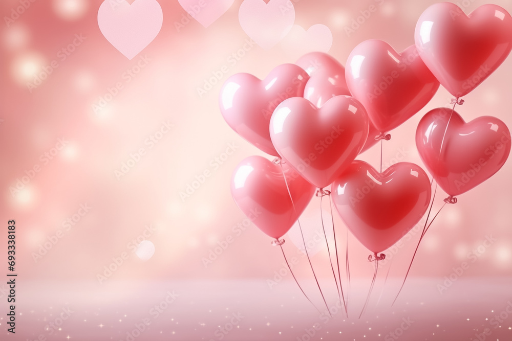 Heart shaped balloons. Heart balloon on pink background. Symbol of love. Valentines day background. Love background