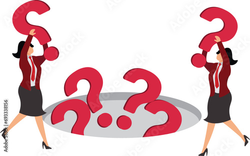 Businesswoman Question mark, Whac-A-Mole with question mark