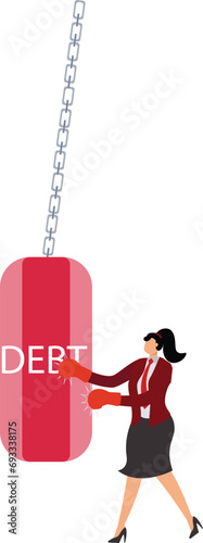 Businesswoman Debt, businesswoman punch a debt