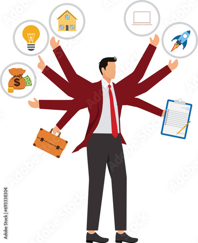 Metaverse and Future digital technology Businessman, Businessman Multitasking