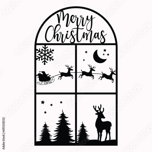 Merry Christmas mirror svg laser cut illustration